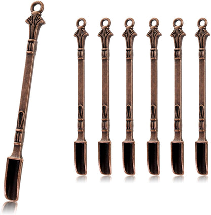 6-Pack Mini Spoons Metal Tiny Shovels 3-Inch Small Medicine Spoon for Home Kitchen Spices, Necklace Charms Pendants DIY Craft Making (Multicolor)