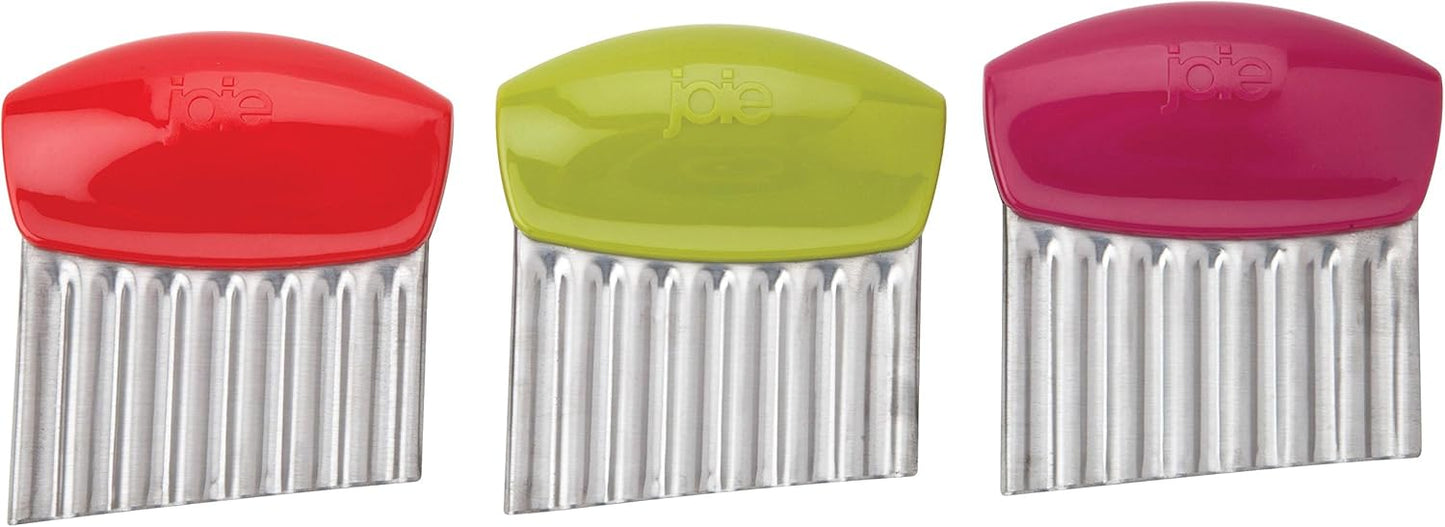 Joie Crinkle Cutter Knife, Wavy Slicer for Potatoes, Vegetables and Fruits, Great for Kids First Cutting Tool, Fun Kitchen Gadget, Stainless Steel, BPA-Free, Colors May Vary