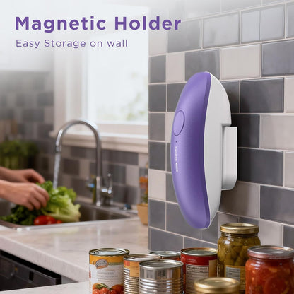 Canslab Ultrablade PRO Auto Stop Can Opener - Rechargeable Electric Can Opener for Kitchen for Seniors with Arthritis - One Touch Side Cut Opener, Smooth Edge, Handfree, Wall Mounted Small Size, Black