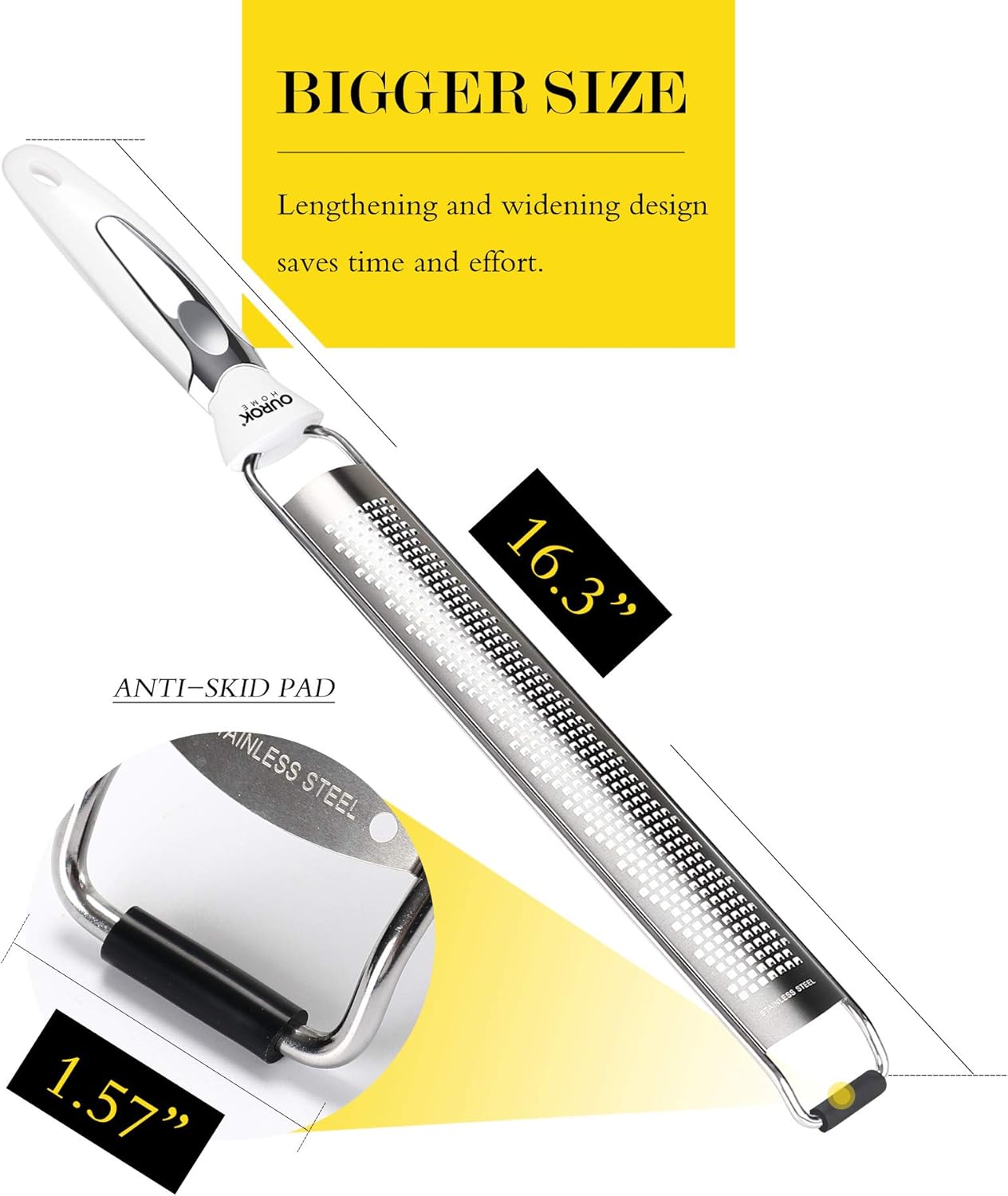 Ourokhome Kitchen Lemon Zester, Stainless Steel Hand Held Parmesan Cheese Grater for Ginger, Chocolate, Coconut, Lime, Nutmeg, Citrus, Fruit, Vegetable with Cleaning Brush, Dishwasher safe, Blue