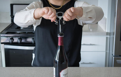 Evriholder Winged Corkscrew for Wine Bottles, Easy Manual Cork Remover, Multi-Purpose Opener for Beer and Soft Drinks, Ergonomic Handle, Stainless Steel, Dishwasher Safe, Black