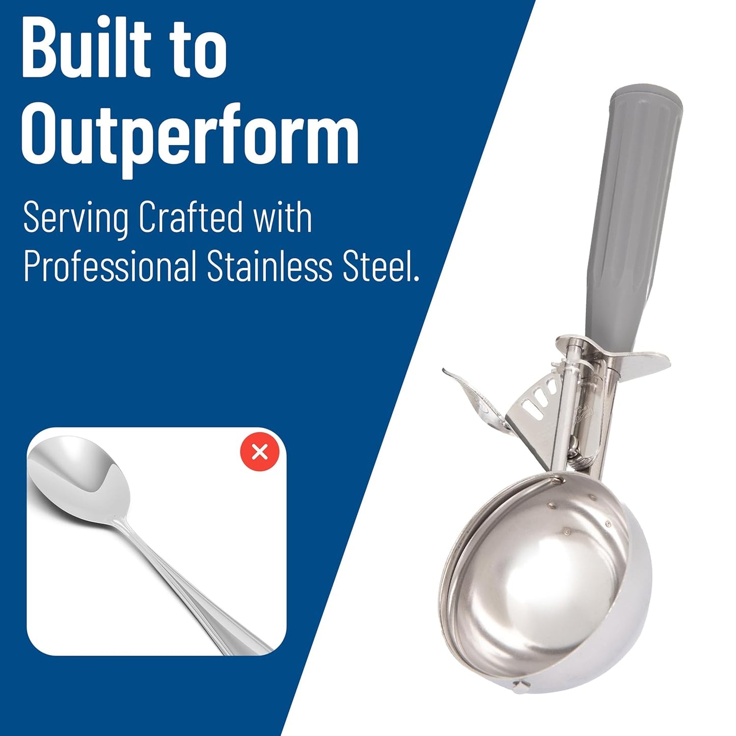 Carlisle FoodService Products 60300-30 Stainless Steel Portion Control Disher Scoop, 1.3 oz, Black, 1 Count