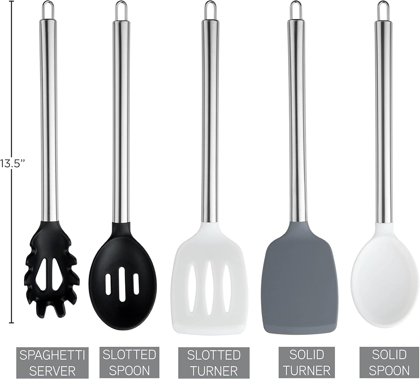 COOK WITH COLOR Silicone Cooking Utensils, Kitchen Utensil Set, Easy to Clean Silicone Kitchen Utensils, Cooking Utensils for Nonstick Cookware, Kitchen Gadgets Set, 10 Pieces, Green