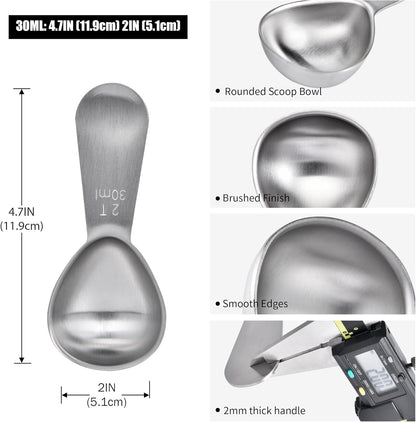 Doosu 1 Tablespoon Coffee Scoop - 18/8 Stainless Steel Heavy Duty Measuring Spoon with Short Handle, Food Grade Metal Tbsp Scoop for Ground Coffee Beans Tea Sugar Powder (15ml)