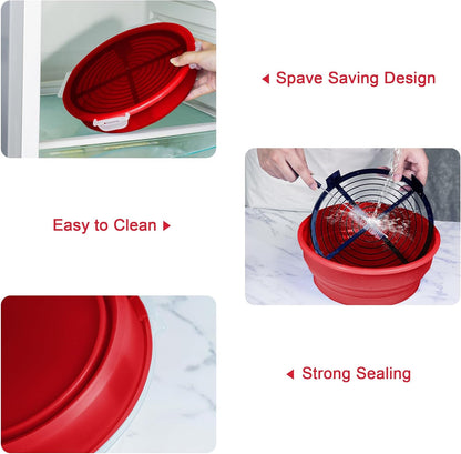 FJNATINH Collapsible Batter Bowl - Mess Free Better Breader Shaker Bowl with Lid Breading Shaker Container - Great for Fried Fish, Fried Chicken, Onion Rings, Wings & More,No Leak,Easy to Store