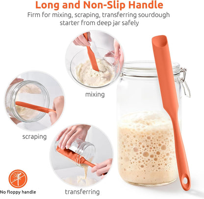 U-Taste Skinny Silicone Jar Spatula: 600ºF Heat-Resistant Food-Grade 10in Long Narrow Sourdough Stirring Stick, Seamless Flexible Peanut Butter Spreader for Scraping Icing Bread Cream, Jam (Aqua Sky)