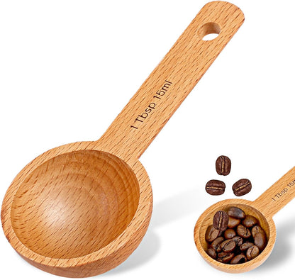Wooden Coffee Scoop, 1 Tbsp 15ml Small Coffee Scoops for Jars Canisters Wood Sugar Scoop Coffee Measuring Spoon Wooden 1 Tablespoon Scoop for Home Kitchen Measuring Coffee Beans Tea Sugar