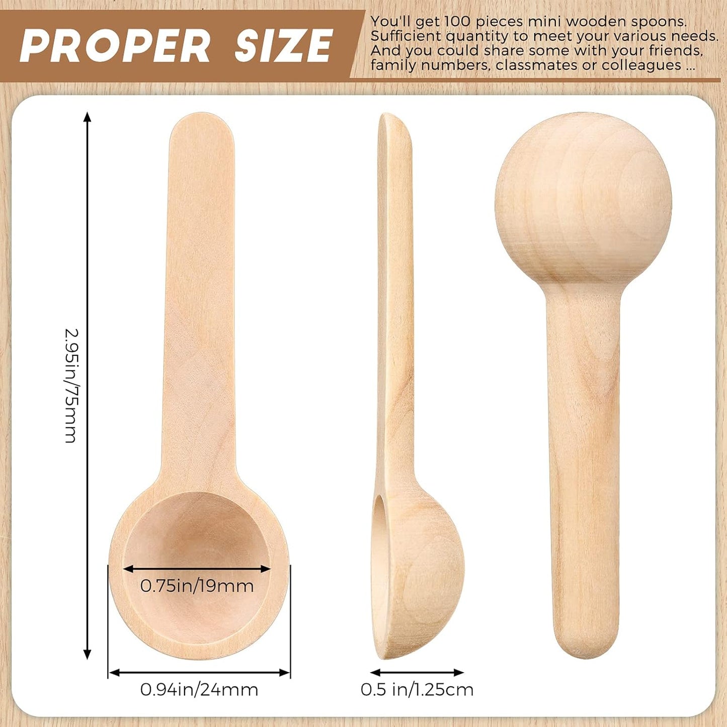 Patelai 30 Pieces Mini Wooden Spoons Bulk 3 Inch Small Condiments Tiny Jars Spoons for Coffee Condiment Honey Teas Sugar Kitchen Cooking Bath Salt (Cute Style)