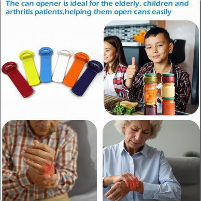 6 Pack Jar Key Opener - Plastic Jar Lid Opener with Easy Grip Hand Held 5.5" Colorful Design for Weak Hands, Elderly & Children