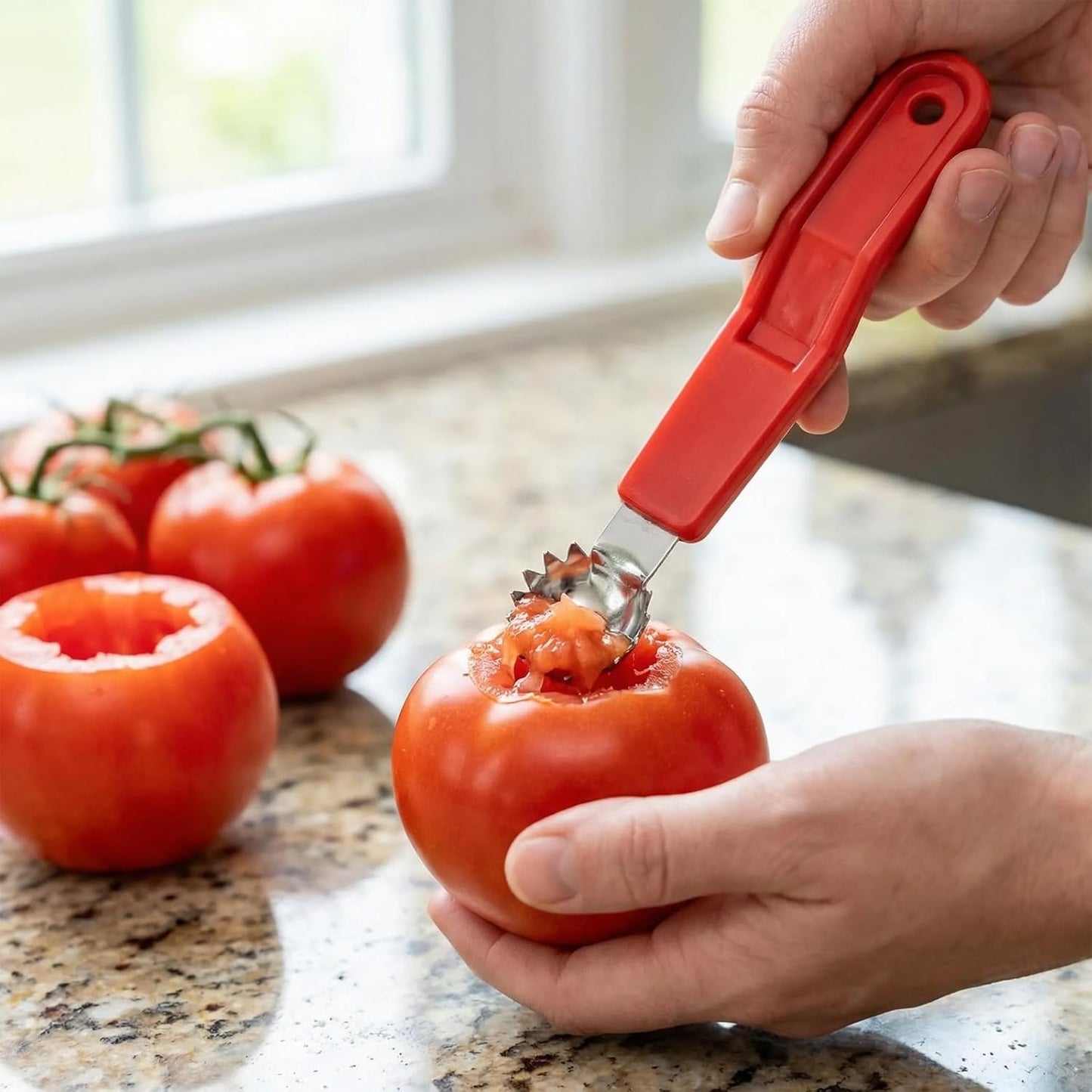 4pc Strawberry Huller, Tomato Corer Tool and Fruit Stem Remover for Kitchen Use