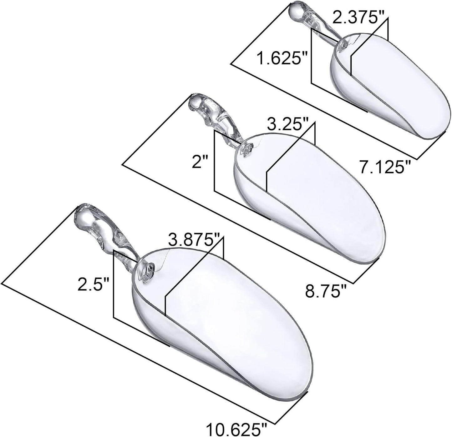 Amazing Abby - Elsa - 5-Ounce Plastic Ice Scoops (Set of 4), Plastic Utility Scoops, BPA-Free, Food-Grade, Shatter-Proof, Good for Kitchen and Restaurant, Perfect for Home and Commercial Use