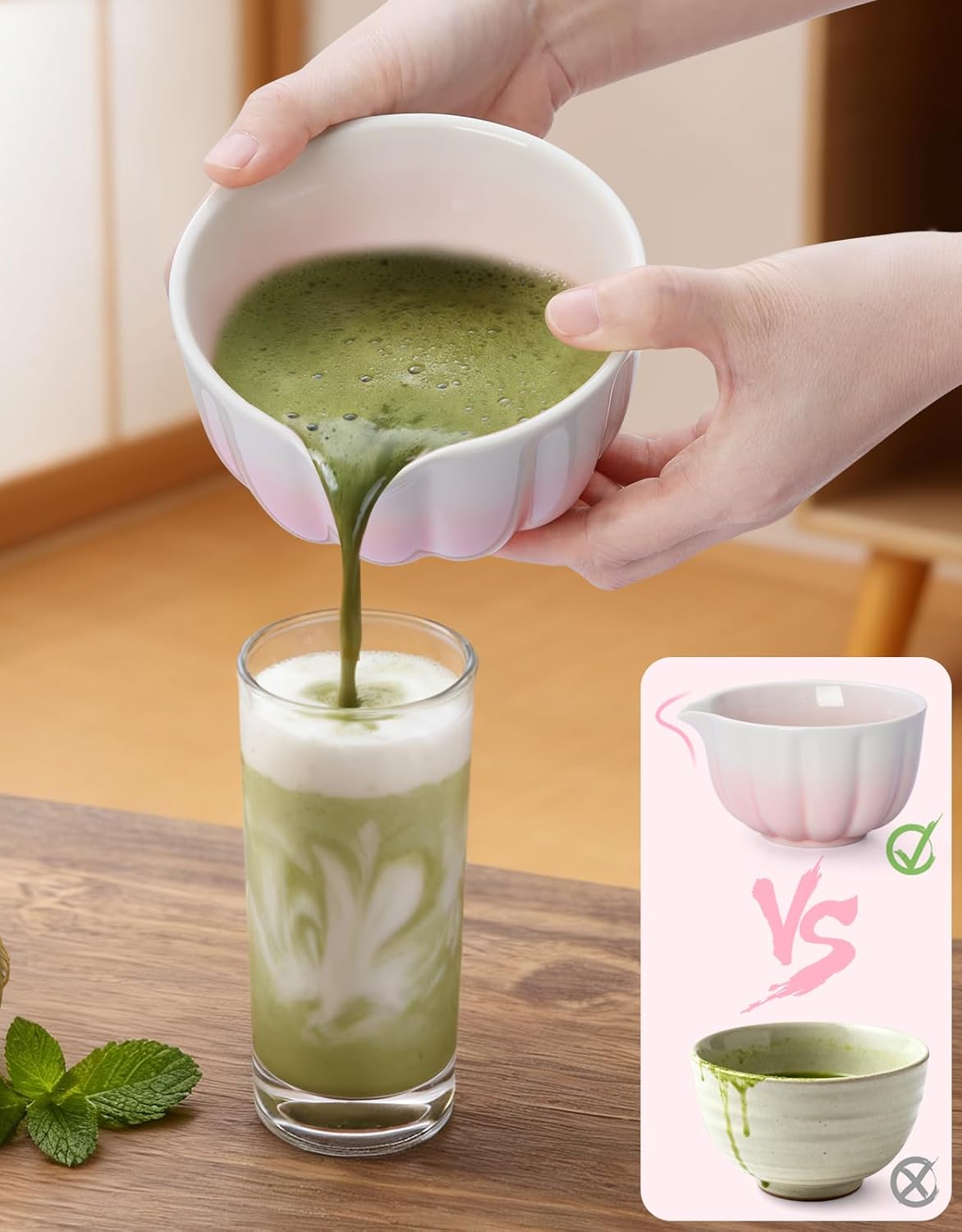 Matcha Whisk Set, 7 Pcs, Matcha Kit Includes Matcha Bowl, Matcha Whisk and Holder, Bamboo Scoop, Spoon, Sifter and Tea Towel, Matcha Set, Gift for Matcha Lovers & Beginners (Pink)