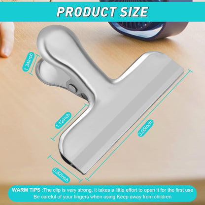 Funfery Chip Clips Bag Clips Gold Stainless Steel Clip for Food Storage,Air Tight Seal Chip Bag Clip 3 Inch Strong Food Clipp for Snack,Chips,Kitchen Decor,Home&Office Paper Heavy Duty-8 Pack