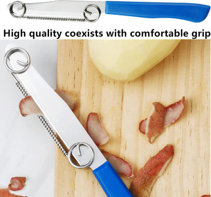 2 Pcs Julienne Peeler Vegetable Peeler, Stainless Steel Vegetable Julienne Peeler and Slicer, Quick Slicing Knife Household Spring Fruit Knife, Veggie Peelers with Removable Spring