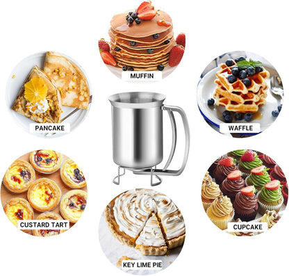 Batter Dispenser 680ml Funnel Stainless Steel Texture Suitable for Cupcake Waffles Features Adjustable Flows Pancakes Dispenser