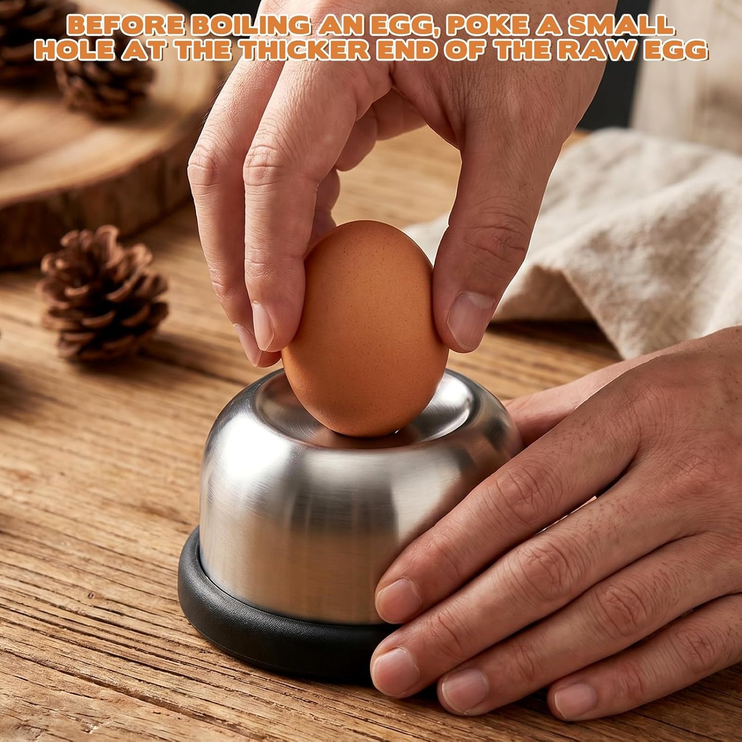 2PCS Stainless Steel Egg Piercer for Raw Eggs, Egg Poker Eggs Piercer with Sturdy Anti-Slip Base Eggshell Peeler Tool to Get Good Hard Boiled Eggs Anti-rust Easy Egg Peeler Kitchen Gadget