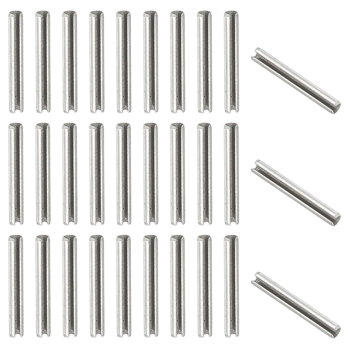 PATIKIL Slotted Spring Pin, 50 Pcs 1/8" x 3/4" (3.2mm x 20mm) 304 Stainless Steel Split Roll Pins Spring Dowel for Home Improvement Automotive Machine Repair, Silver - Colors B