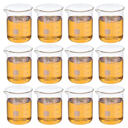 PATIKIL 50ml Low Form Glass Beaker, 12 Pack 3.3 Borosilicate Glass Graduated Printed Scale Measuring Cups with Spout for Kitchen Lab Liquids