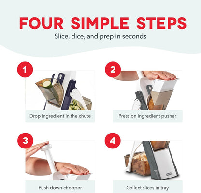 Dash Safe Slice® Mandoline - Compact, Foldable Food Slicer - Slice, Dice, Julienne & More - Perfect for Quick Food Prep - Recipe Guide Included - Aqua