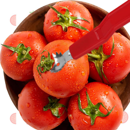 4pcs Stainless Steel Fruit Corer Tool, Tomato Strawberry Huller Vegetable Stem Remover Kitchen Gadget for Easy Fruit Balling (White)