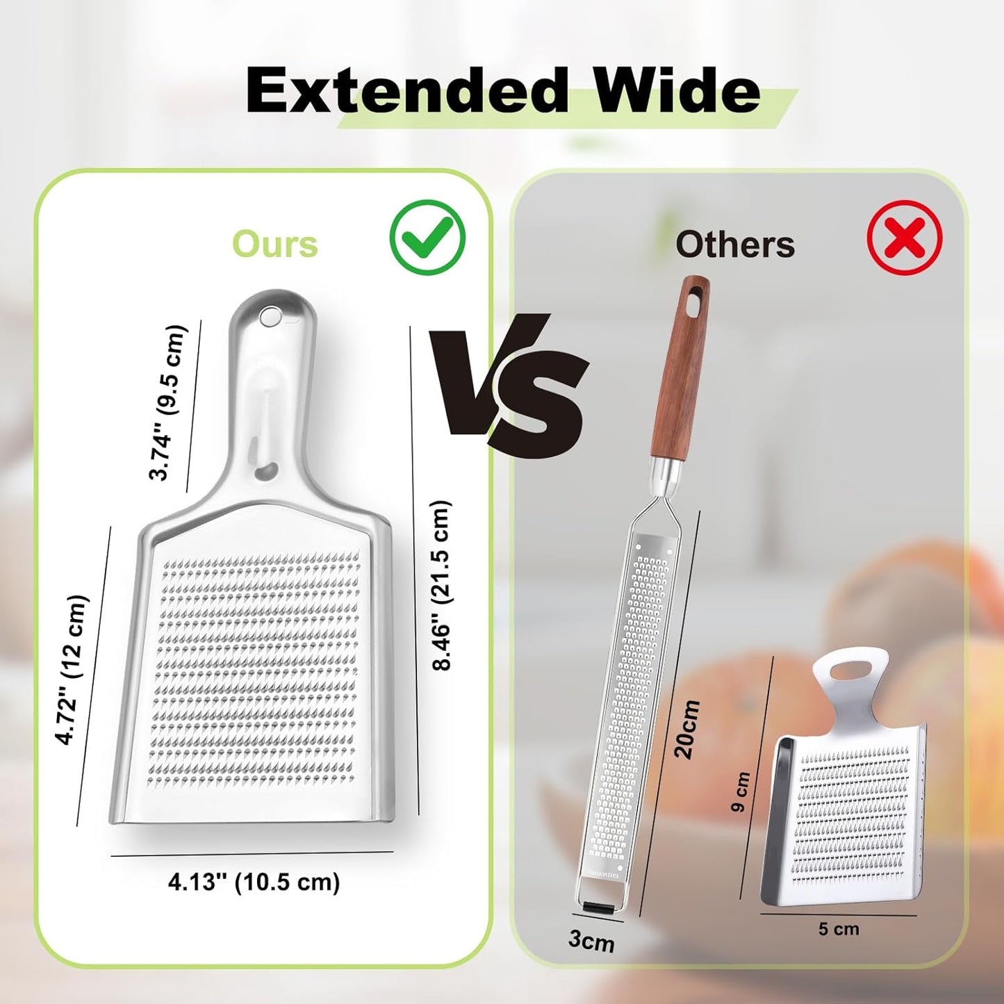 Ginger Grater Tool, Stainless Steel Grater Rustproof 8.46"x4.16" Large Size Ginger Grinder for Fine Grate, Dishwasher Safe Kitchen Tool for Garlic Cheese, Nutmeg, Vegetables & Citrus Zesting