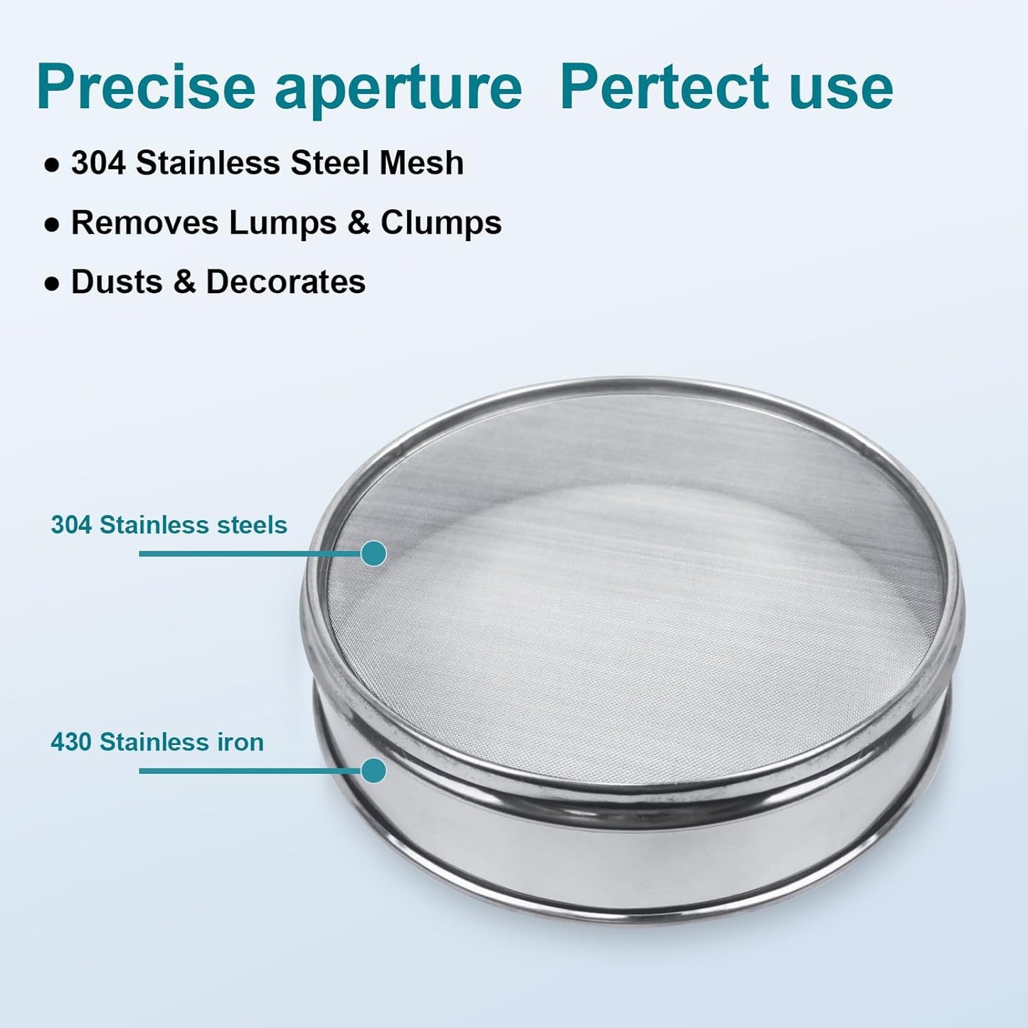 304 Stainless Steel Mesh Lab Sieve, 10 Mesh (2mm) Aperture Test Sieve, 7.9Inch(20cm) Diameter Economy Standard Analysis Sample Test Sieves for Industrial Laboratory Homes - Colors A