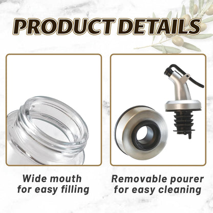 2 Pack Mini Oil and Vinegar Dispenser Set, 195ml - Vintage Glass Shoyu Soy Sauce Dispenser Bottles for Dining Table, Kitchen (Floral-B)