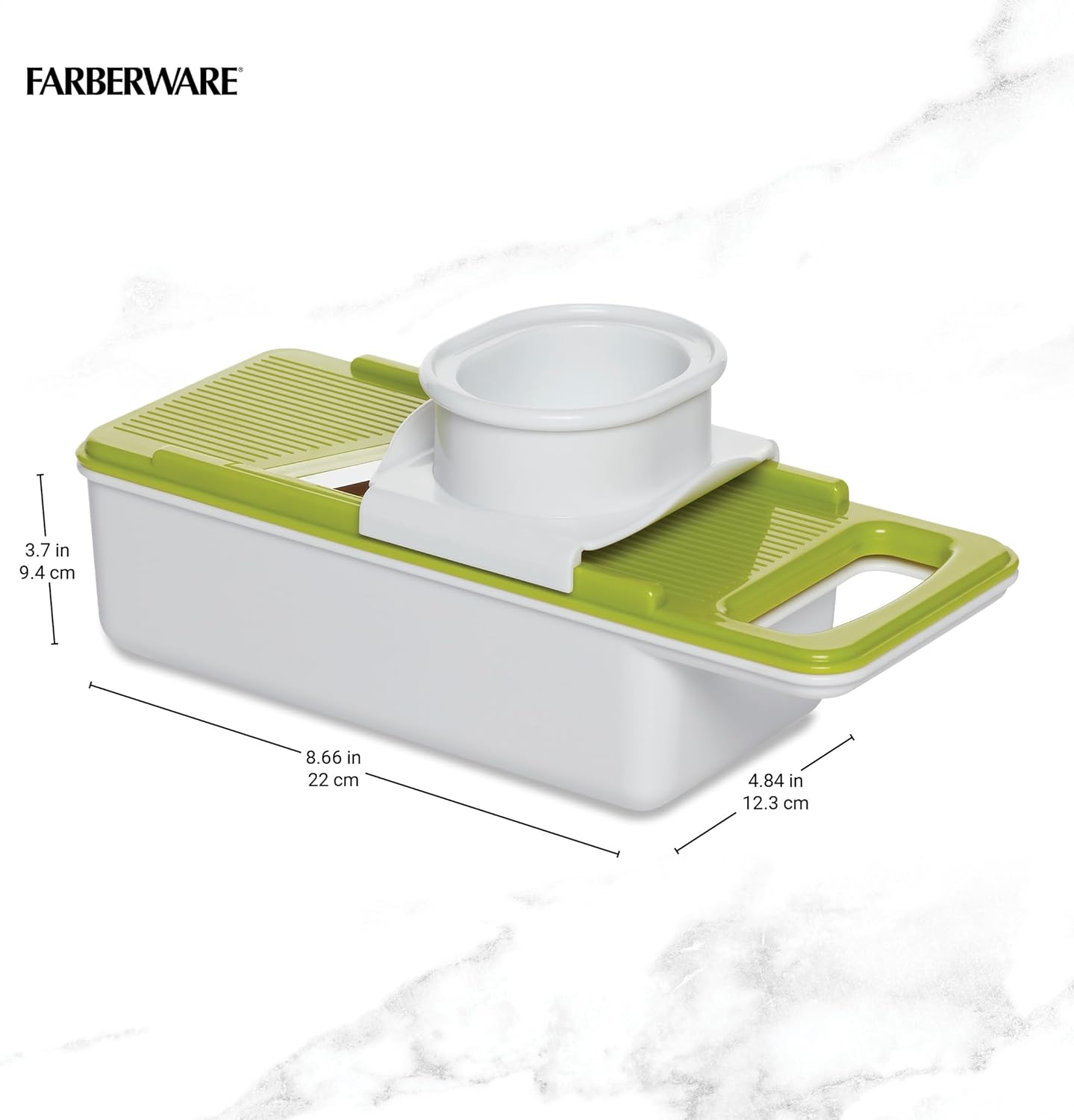 Farberware Professional Mandoline Slicer with Storage Case, White and Green