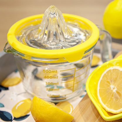 Cartman Glass Citrus Lemon Orange Juicer, Gray Manual Hand Squeezer, Glass Citrus Reamer, Lemon and Lime Manual Squeezer,Kitchen tool,Ounce Measuring Cup