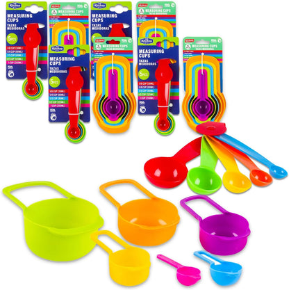 OLC bulk measuring cup and spoon set, multicolor, 44-piece bundle with 4-pack stackable spoons and 4-pack nesting cups, for cooking class and home use