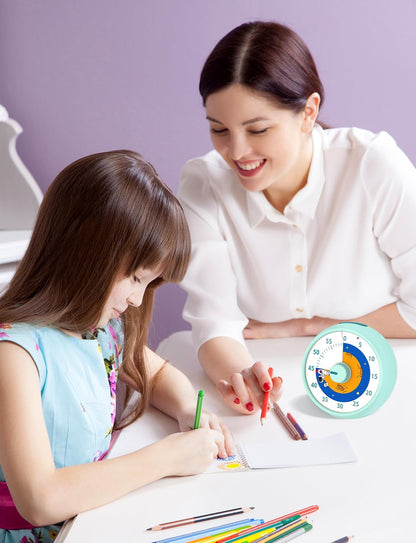 Visual Timer for Kids, 60-Minute Countdown for Classroom Office Kitchen, Desk Timer Kids Time Management Tools with Silent Operation, Pomodoro Timer Rainbow Pattern Purple