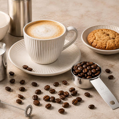 2 Pcs 1/4 Cup Scoop Metal Measuring Cups (60 ml / 2 oz) Stainless Steel Coffee Scoop 1/4 Tsp for Dry and Wet Ingredients, Liquid, Pet Food(Dishwasher Safe)