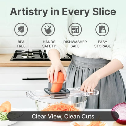 ZKIRON 6-in-1 Mandoline Slicer for Kitchen - Easy to Use Vegetable Chopper & Compact Julienne Slicer with Safe Guard & Crystal Clear Body - Handheld Food Slicer Cutter for Healthy Salad, Potato, Onion