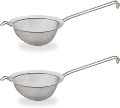 HIC Kitchen Fine Mesh Strainer With Helper Handle, 18/8 Stainless Steel, 6-Inch, For Sifting, Draining, And Straining Pasta, Vegetables, Stocks, And Sauces
