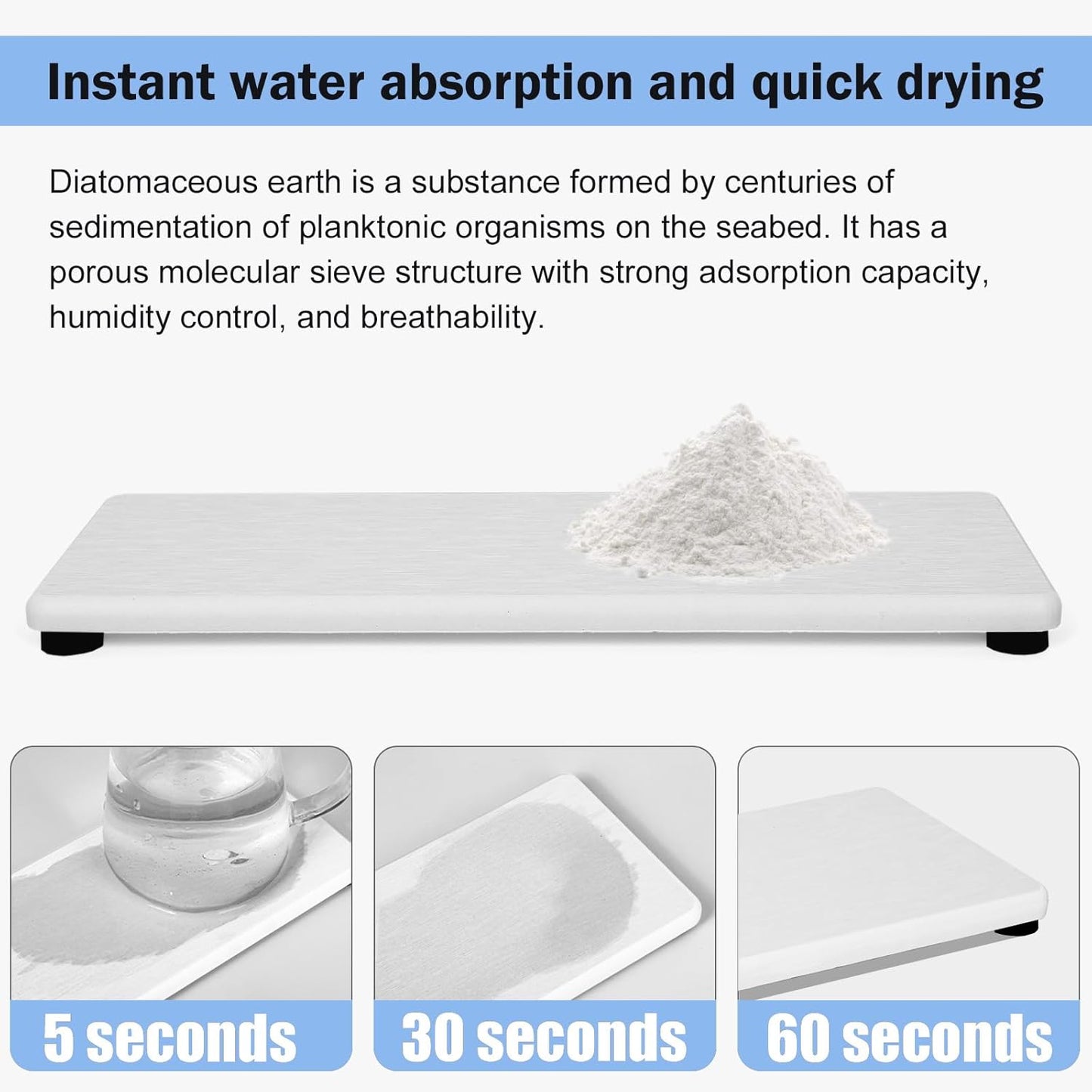 Quick Dry Sink Caddy Kitchen Sink Organizer, Water Absorbing Stone Tray for Sink, Stone Drying Tray, Diatomite Faucet Mat & Protector, Dispenser Sponge Holder, Stone Soap Tray for Bathroom Counter