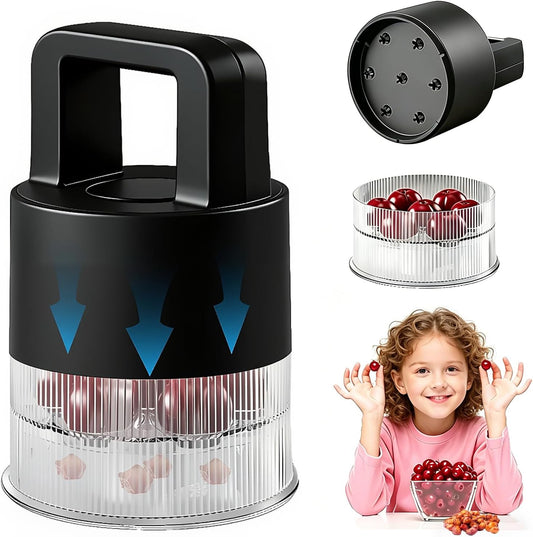 Cherry Pitter Tool Pit Remover, 2026 Upgraded 7-in-1 Multiple Push Corer, 1.5" Extra Large Slots for Cherries, Transparent Pit Cup, Dishwasher Safe Anti-Splatter for Kitchen Jam Prep (White)