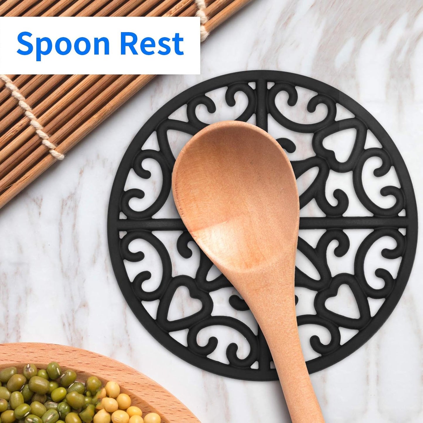 CHEFBEE 3PCS Silicone Trivet Mat - Flexible Non-Slip Heat Resistant Modern Kitchen Teapot Trivets Set for Hot Dishes, Table, Countertop