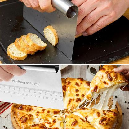 2 Pcs Bench Dough Scraper Cutter, Stainless Steel Pastry Cutter Kitchen Food Scraper Chopper, Metal Dough Scrapers Versatile Kitchen Tool for Butter, Baking, Bread, Cake, Pizza, and More(2Pcs)