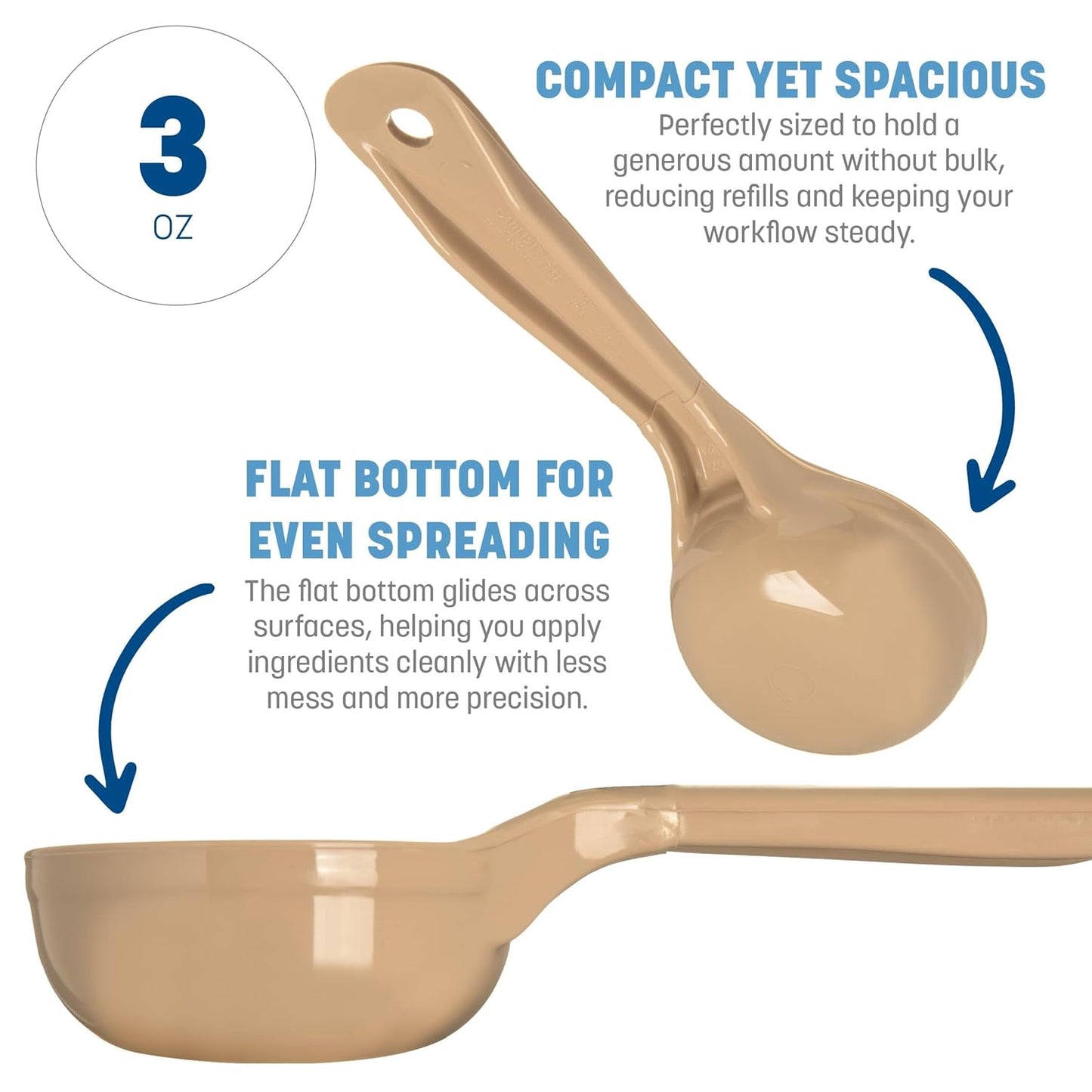 Carlisle FoodService Products Measure Miser Plastic Measuring Spoon with Short Handle, 3 Ounces, Beige