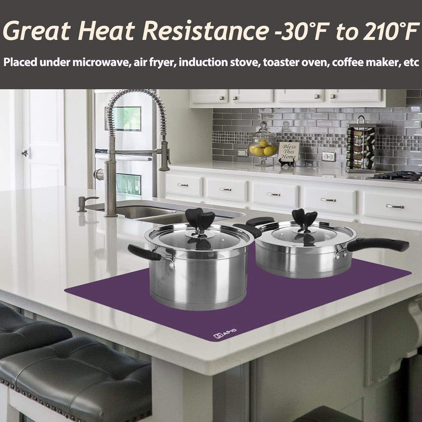 Extra Large Silicone Mat 36" x 24" Place Mats, Heat Resistant Mat for Kitchen Countertop Protector, Thick Placemats Washable Silicone Mats for Kitchen Counter Mat Dining Table Mat, Grey, Sapid