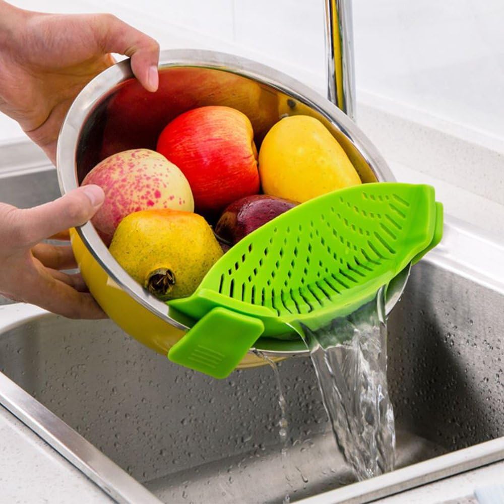 Snap Strainer, DaKuan 2 Packs of Hands-free Clip-on Heat Resistant Colander Pour Spout for Pasta Vegetable Noodles Pot bowl Pan