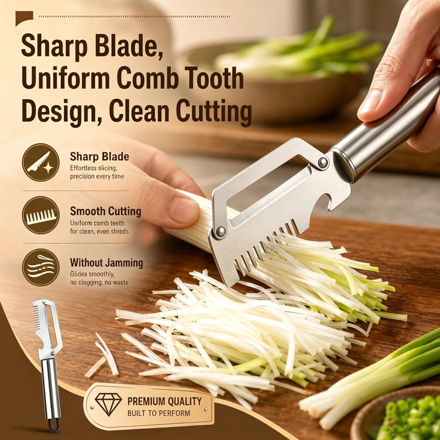 Multifunctional Vegetable Peeler 2-Pack, 3-in-1 Kitchen Peeler with Julienne Grater & Bottle Opener, Durable Stainless Steel Handle for Potato, Carrot, Apple (B)