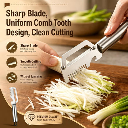 Multifunctional Vegetable Peeler 2-Pack, 3-in-1 Kitchen Peeler with Julienne Grater & Bottle Opener, Durable Stainless Steel Handle for Potato, Carrot, Apple (B)