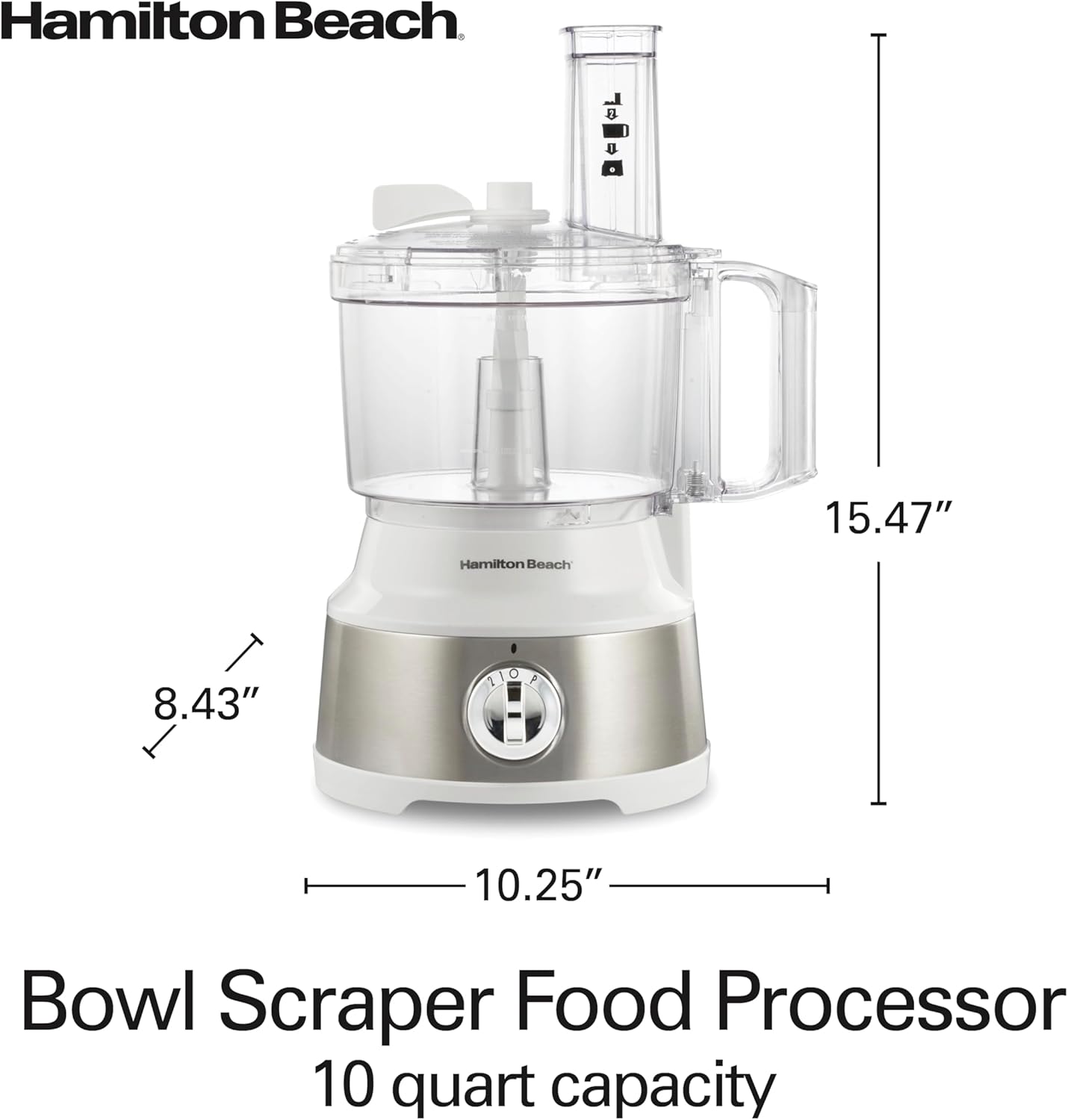 Hamilton Beach Food Processor & Vegetable Chopper for Slicing, Shredding, Mincing, and Puree, 10 Cups + Veggie Spiralizer makes Zoodles and Ribbons, Grey and Stainless Steel (70735)
