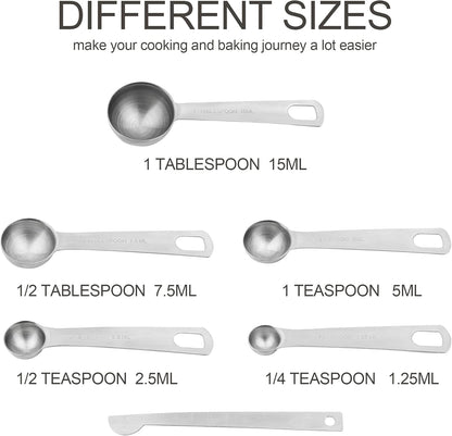 Smithcraft Measuring Cups and Spoons Set, 18/8 Stainless Steel Measuring Cups and Spoons for Kitchen & Baking, Heavy Duty Metric & US 8 Measuring cups, 9 Measuring Spoons Set
