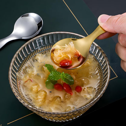 5PCS Short Handle Spoon, Stainless Steel Mini Spoons Thickened Small Round Spoon For Salt Condiments Dessert Tea Coffee (Black)