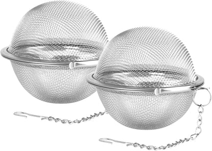 Fu Store 2pcs Stainless Steel Mesh Tea Ball 2.1 Inch Tea Strainers Teas Infuser Strainer Filters for Teas