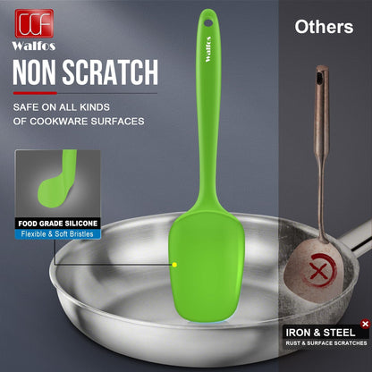 Walfos Silicone Spatula Set of 5 - (600°F) High Heat Resistant Kitchen Scraper Spatulas, One-Pieces Seamless Design, Perfect for Cooking Mixing & Baking - BPA Free and Dishwasher Safe,black