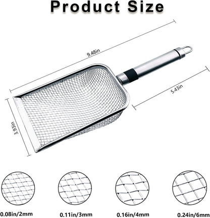 2pcs Gardening Soil Sifter with Stainless Steel Handle Sand Soil Compost Sifter 0.15/0.2 Inch Mesh Screen for Sand,Dirt, Rock,Compost,Filtration