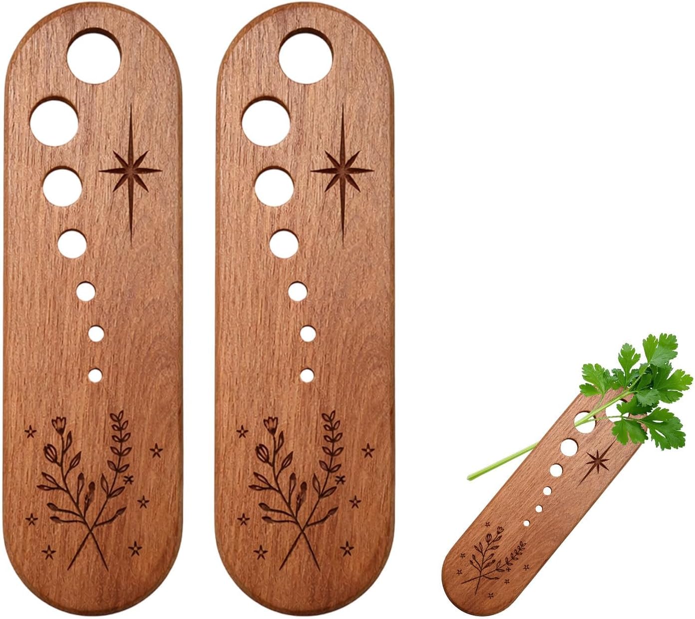 2Pcs Wooden Stripper Vegetable Leaf Separator, Herb Stripper Tool Supplies, Handmade Wood 7 Hole Different Sizes Elegant Kitchen Tool, Gifts for the Kitchen Suitable for Home